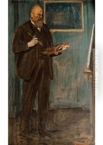 Self Portrait With Palette by Karl Walter Leopold von Kalckreuth