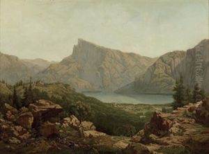 Blick Auf Den Mondsee, Im Hintergrund Der Schafberg