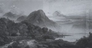 Morgenstimmung An Einem Alpensee Mit Personenstaffage by Stanislas Graf Von Kalckreuth