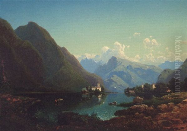 A Mountainous Lake Landscape - view 1