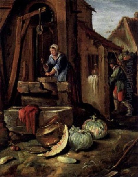 Frau Am Brunnen Vor Dem Haus - view 1