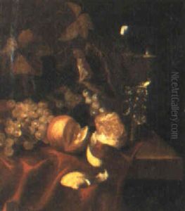 Still Life Of Fruit On A Table Partly Draped by Willem Kalf