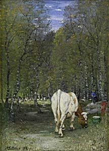 Betande Kor I Landskap by Anders Hanson Kallenberg