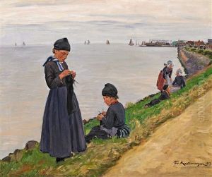 Hollandische Kinder Auf Dem Deich