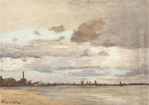 Ansicht Einer Stadt Am Wasser by Friedrich Kallmorgen