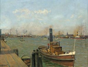 Ansicht Vom Hamburger Hafen Im Sommer