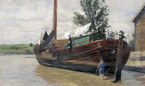 Wohnschiff Im Kanal (holland) by Friedrich Kallmorgen