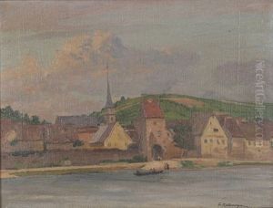 Sulzfeld Am Main - Blick Uber Den Main Auf Das Stadtchen by Friedrich Kallmorgen