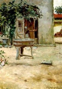 Hof Auf Einem Bauerngehoft by Friedrich Kallmorgen