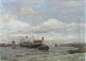 Dampfer Mit Schlepper Dampfer Mit Schlepper