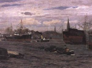 Hamburger Hafen (reiherstieg) by Friedrich Kallmorgen