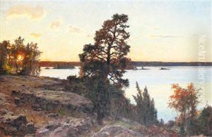 Skargardslandskap I Solnedgang by Gottfrid Kallstenius