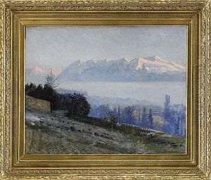 Vy Fran Lausanne Mot Mont Blanc by Gottfrid Kallstenius