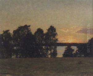 Solnedgang I Insjolanskap