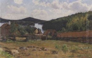 Norrlandskt Sommarlandskap Med Gard by Gottfrid Kallstenius
