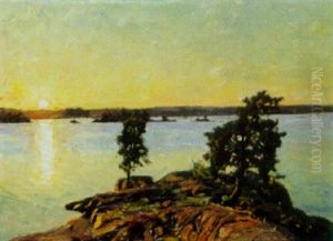 Klippig Skargard I Solnedgang by Gottfrid Kallstenius