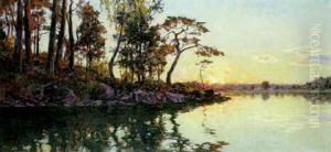 Skargardslandskap I Solnedgang by Gottfrid Kallstenius