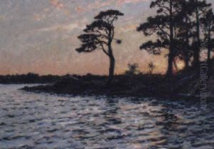 Skargardslandskap I Solnedgang by Gottfrid Kallstenius