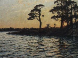 Sk,rg+rdslandskap I Solnedg+ng by Gottfrid Kallstenius