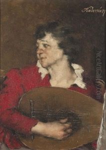 Mandoline Spielender Junger Mann