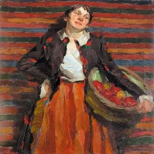 Frau Mit Obstkorb