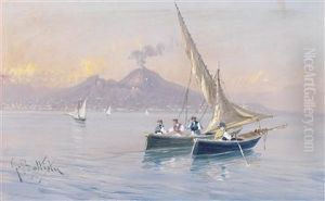 A View Of Naples And Vesuvius by Giovanni Battista