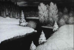 Winterlandschaft Mit Bach by Petras Kalpokas