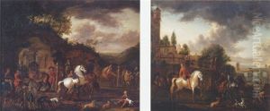 A Riding School By A Wooded Outcrop