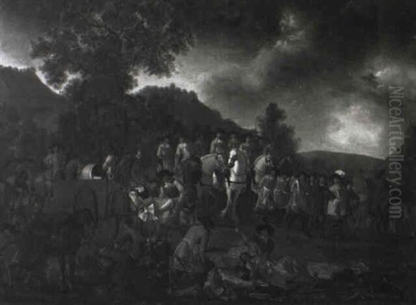 Cavalry Officers Escorting Prisoners Past Soldiers Tending To Wounded - view 1
