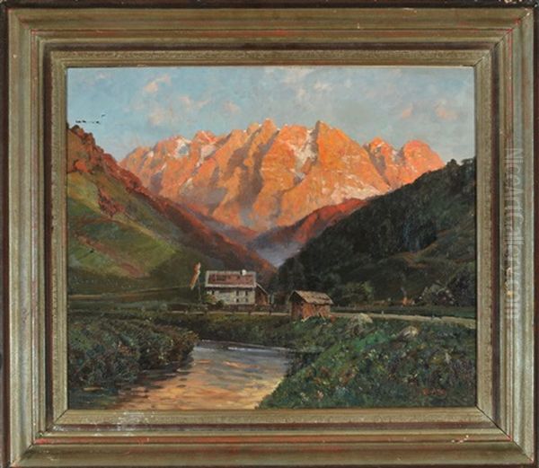 Alpengluhen Im Wettersteingebirge Von Ehrwald Aus - view 1