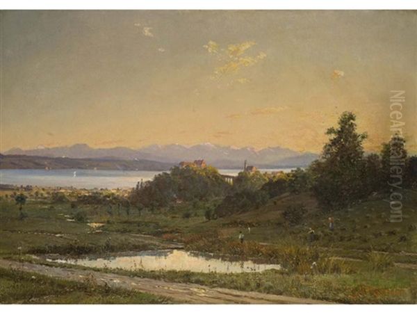 Blick Auf Starnberg Mit Altem Schloss Und Kirche Uber Dem Starnberger See - view 1