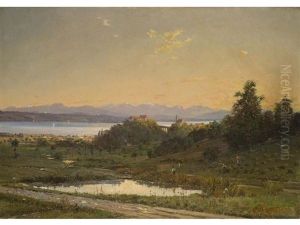 Blick Auf Starnberg Mit Altem Schloss Und Kirche Uber Dem Starnberger See by Karl Kaltenmoser