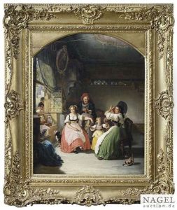 Before Churchgoing, Interior Of A Parlour Dressing Her Daughter's And Grandchild's Hair