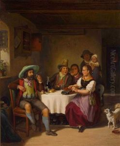 Wirtsstube Mit Musizierenden Bauern by Kaspar Kaltenmoser
