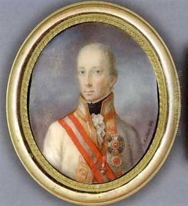 Francis Ii, Holy Roman Emperor And Emperor Of Austria, In White Coat With Gold-striped Facings And Collar, Frilled Cravat And Black Stock, Wearing The Jewel Of The Order Of The Golden Fleece... by Joseph Kaltner