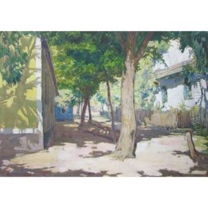 Courtyard With Sun-cast Shadows by Alois Kalvoda