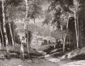 Landschaft Mit Birken by Alois Kalvoda