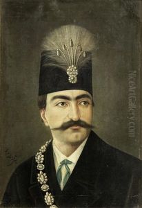Nasr Al-din Shah Qajar (reg. 1848-96) by Muhammad Kamal-Al-Mulk