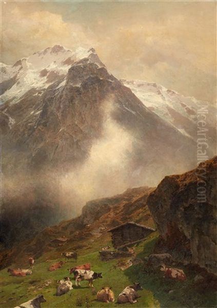 Hochalpenlandschaft Mit Rinderherde - view 1