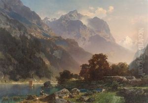 Ansicht Des Vierwaldstattersees Von Brunnen Aus