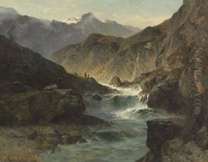 Hochgebirge Mit Tosendem Fluss