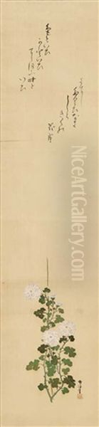 Weise Chrysanthemen Und Gedichtaufschrift - view 1