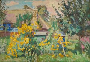 Summer Landscape With Cottage by Stanislaw Kamocki