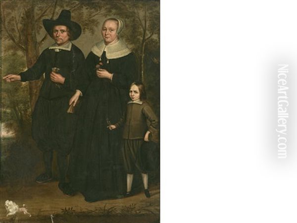 A Portrait Of A Burgher Family In A Landscape - view 1