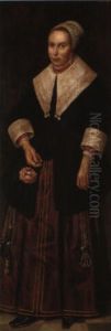 Portrait Of A Lady In A Black Tunic With A Brown Skirt Holding A Rose