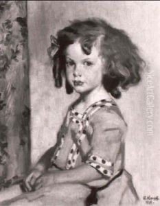Portrait Eines Madchens In Blauem Kleid by Arthur Kampf