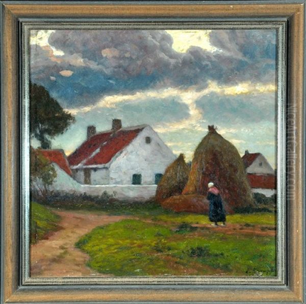 Bauerin Und Heuhocken Am Dorfrand - view 1
