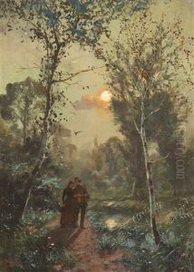 Spaziergang Im Mondschein by Eugen Kampf