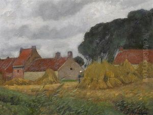 Heugarben Auf Den Feldern Hinter Dem Dorf Heugarben Auf Den Feldern Hinter Dem Dorf