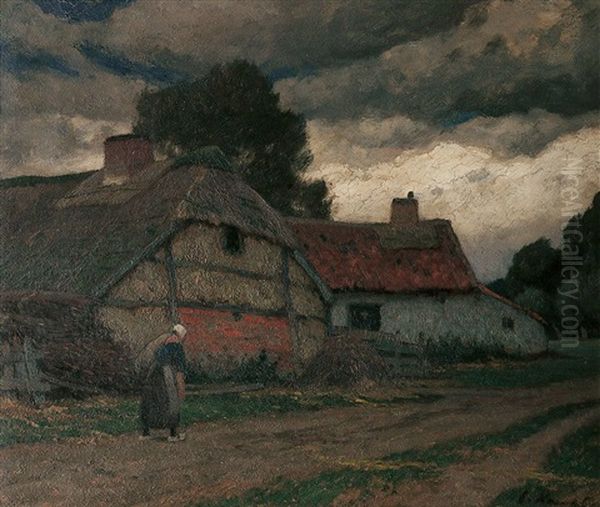 Landschaft Mit Bauerngehoft Und Frau Auf Einem Weg - view 1